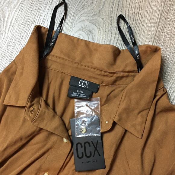 NWT CCX by City Chic Brown Button swing Tunic Dress Plus size 16 - Picture 3 of 8